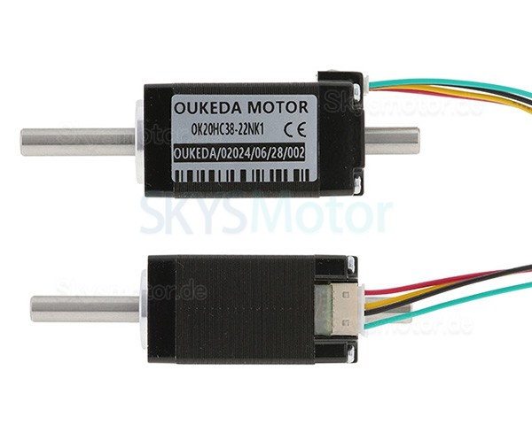 Nema 8 Hohlwellen Schrittmotor OK20HC38-22NK1 1,8° 3,13Ncm 0,6A 5,4V 2 Phasen Doppelwelle